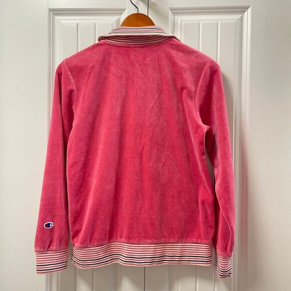 Vintage Champion Plush Velour Zip-Up Track Jacket Pink - Picture 6 of 12